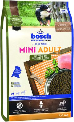 Bosch Mini Adult with Fresh Poultry and Millet - Корм с мясом птицы и просом для взрослых собак мелких пород, 3 кг