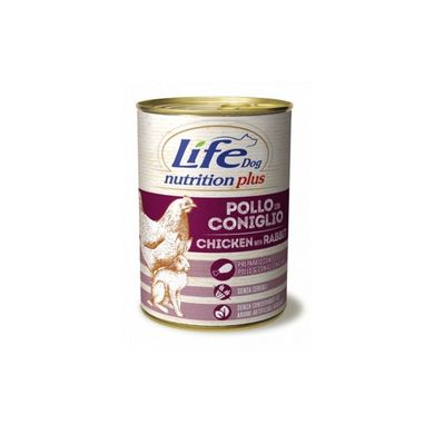 LifeDog "Nutrition Plus" - Консерва для собак курица с кроликом и овощами, 400 гр