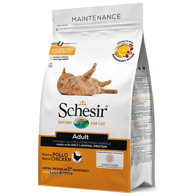 Schesir Cat Adult Chicken - Сухой монопротеиновый корм для котов, курица, 400 г