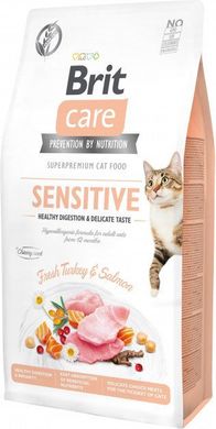 Brit Care Cat Grain Free Sensitive Healthy Digestion and Delicate Taste - Беззерновий сухий корм з індичкою та лососем для дорослих кішок з чутливим травленням