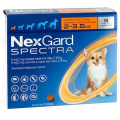 NexGard Spectra НЕКСГАРД СПЕКТРА 0,5 г таблетки от блох, клещей, гельминтов для собак 2-3,5кг (2-3,5 кг, 3 шт./пак. (ціна за 1 таблетку))