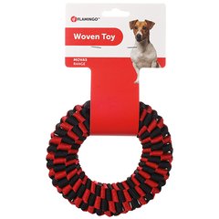 Flamingo Movas Woven Ring ФЛАМІНГО МОВАШ КІЛЬЦЕ плетена іграшка для собак (Червоний з чорним ( диаметр 15 см))
