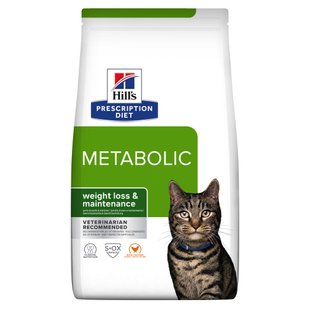 Hill's Prescription Diet Metabolic Feline - Лікувальний сухий корм для контролю ваги у дорослих котів, з куркою, 3 кг