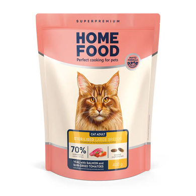 Home Food Cat for the support of the musculoskeletal system. For large breeds - Сухий корм для підтримки опорно-рухового апарату стерилізованих і кастрованих дорослих котів великих порід, з телятиною та лососем, 400 г