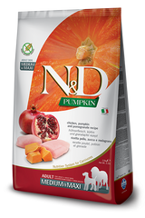 Farmina N&D Grain Pumpkin Dog Chicken & Pomegranate adult Medium & Maxi - Беззерновий сухий корм для собак середніх і великих порід з куркою, гарбузом та гранатом 2,5 кг