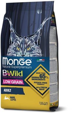 Monge Cat BWild Low Grain Hare - Низькозерновий корм для котів з м'ясом зайця, 10 кг