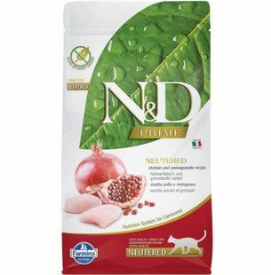 Farmina N&D Prime Grain Free Adult Neutered Chicken - Беззерновий сухий корм для дорослих котів для стерилізованих дорослих котів з куркою та гранатом 1,5 кг