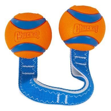 Chuckit Ultra Duo Tug Ball - 2 тенісні м'ячі ультра на ремені для собак середніх розмірів 30,5 см х 6,4 см