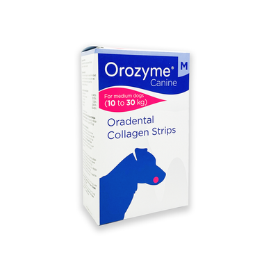Жувальні смужки для собак Orozyme для гігієни ротової порожнини, розмір M для середніх порід 10-30 кг, (&asymp;12 шт)
