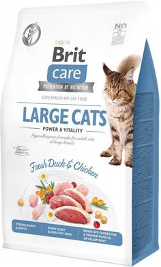 Brit Care Cat Grain Free Large Cats Power and Vitality - Беззерновий сухий корм з куркою та качкою для дорослих котів великих порід