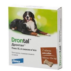 Drontal Plus XL - Антигельмінтик зі смаком м'яса, 2 табл в упаковці