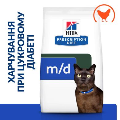 Hill's Prescription Diet Feline m/d - Лечебный сухой корм для кошек при диабете и ожирении, 1,5 кг