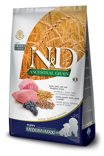 Farmina N&D Low Grain Dog Lamb & Blueberry Puppy Medium & Max i- Низкозерновой сухой корм для щенков средних и больших пород с ягненком и черникой 2,5 кг