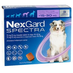NexGard Spectra НЕКСГАРД СПЕКТРА 4 г таблетки от блох, клещей, гельминтов для собак 15-30кг (15-30 кг, 3 шт./пак. (ціна за 1 таблетку))