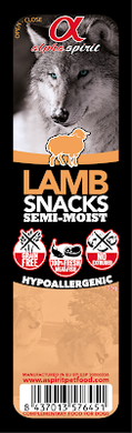 Alpha Spirit DOG Lamb Snacks - Напіввологі беззернові жувальні ласощі-кубики з Ягням для собак, 35 г