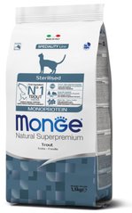 Monge Cat Monoprotein Sterilised Trout - Корм для стерилизованных кошек с форелью 10 кг