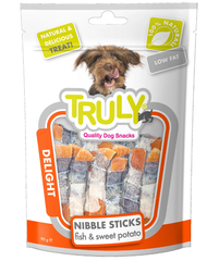 Truly Nibble sticks fish sweet potato - Ласощі для собак батат в рибній шкірці, 90 г