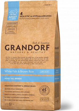 Grandorf Dog Adult Medium & Maxi White Fish - Грандорф Сухой комплексный корм для взрослых собак всех пород от 1 года, 1 кг (2 ШТ) + Poo Bags одноразовые пакетики без запаха 120 шт