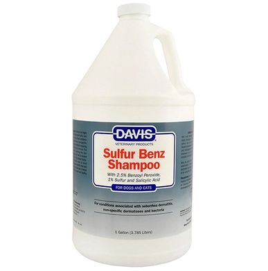 Davis Sulfur Benz Shampoo - Дэвис Шампунь для собак и кошек с заболеванием кожи, с пероксидом бензоила, серой, салициловой кислотой, 3,8 л
