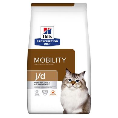 Hill's Prescription Diet Feline j/d - Лечебный сухой корм для кошек для поддержки здоровья суставов, 1,5 кг