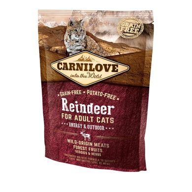 Carnilove Reindeer Energy & Outdoors Сухой корм с мясом северного оленя для взрослых активных кошек, 400 г