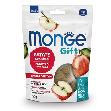 Monge Gift Dog Fruit Chips Sensitive digestion - Лакомство для собак, картофель с яблоком, 150 г