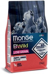Monge BWild Low Grain Puppy & Junior Deer - Низкозерновой корм для щенков всех пород с олениной 2,5 кг