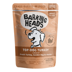 BARKING HEADS Top Dog Turkey Вологий корм для собак "Незрівнянна індичка" з індичкою, пауч 300 г