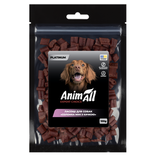 AnimAll Platinum Ласощі для собак Соломка міні з качкою, 100 г