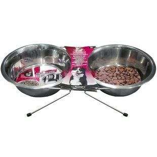 Flamingo Dinner Set ФЛАМИНГО ДИНЕР СЕТ 2 миски на подставке для собак, нержавейка (d=2х22 см (3))