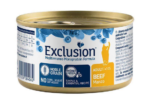 Exclusion Cat Adult Beef - Монопротеиновые консервы с говядиной для кошек, 85 г
