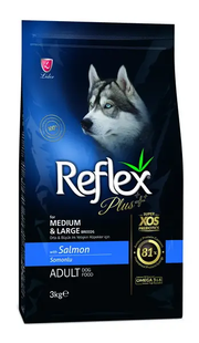 Сухой корм для взрослых собак средних и крупных пород Reflex Plus Adult Medium & Large SALMON с лососем, 3 кг