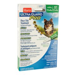 Hartz Ultra Guard Pro for Dogs - Капли для собак (5 в 1) от 2,5 кг до 6 кг (1 пипетка)
