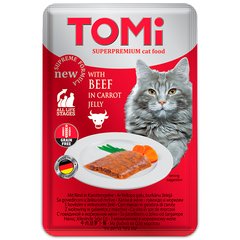 TOMi Beef in Carrot Jelly ТОМІ ЯЛОВИЧИНА В МОРКВЯНОМУ ЖЕЛЕ консерви для котів, вологий корм, пауч 100г (0.1кг)