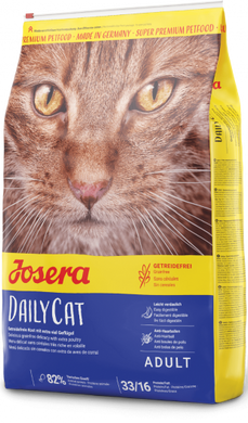 Josera DailyCat - Беззерновой сухой корм для кошек с чувствительным пищеварением, с птицей и бататом, 10 кг