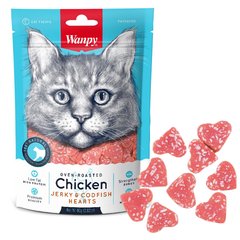 Wanpy Chicken Jerky & Codfish Hearts - сердечки курицы и трески лакомства для кошек 80 г