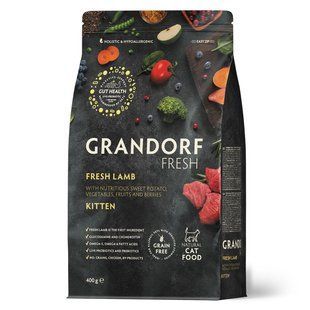 Grandorf Сухий беззерновий корм для кошенят Grandorf FRESH LAMB & SWEET POTATO KITTEN ягня з бататом, 2 кг