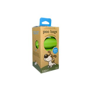 Poo Bags одноразовые пакетики без запаха 120 шт (8 рулонов по 15 пакетов)