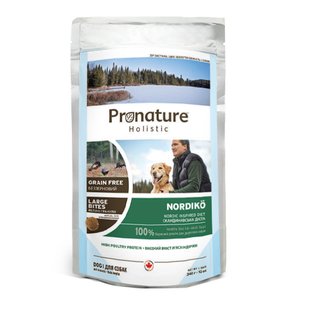 Pronature Holistic Dog Nordikо Large Bites - Сухой беззерновой холистик корм для собак средних и крупных пород индейка с ягодами, 340 г