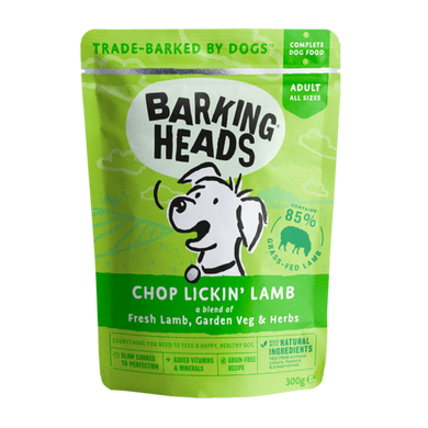 BARKING HEADS Chop Lickin Lamb - Вологий корм для собак "Мрії про ягнятко" з ягням - пауч 300 г