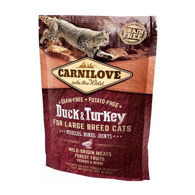 Carnilove Duck & Turkey for Adult Cat Large Breed Сухой корм с уткой и индейкой для взрослых кошек крупных пород, 400 г