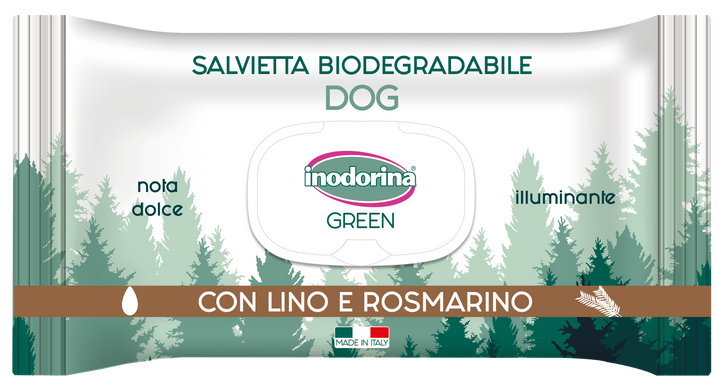 Inodorina Green Illuminante Біорозкладні серветки для собак з розмарином 30шт