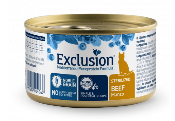 Exclusion Cat Sterilized Beef - Монопротеїнові консерви з яловичиною для стерилізованих котів, 85 г