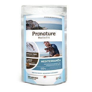 Pronature Holistic Dog Mediterranea Large Bites ПРОНАТЮР ХОЛІСТИК МЕДІТЕРАНЕА ЛОСОСЬ З В`ЯЛЕНИМИ ТОМАТАМИ беззерновий холістик корм для собак середніх та великих порід (0.34кг)