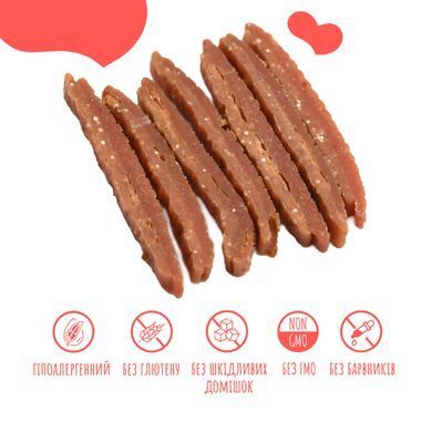Ласощі для собак від 3-х місяців Mavsy Refined jerky CARPACCIO OF RABBIT AND ROAST DUCK IN CRANBERRY SAUCE карпаччо з крольчатини та запеченої качки в журавлиному соусі, 100 г