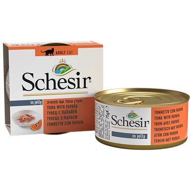 Schesir Tuna with Papaya - Вологий корм натуральні консерви для котів тунець з папайєю, в желе, 75 г