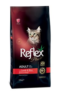 Сухий корм для дорослих котів Reflex Plus Adult LAMB & RICE з ягням і рисом, 15 кг