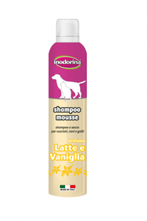 Шампунь-мус для собак і котів Inodorina Shampoo Mousse Latte e Vaniglia з екстрактом ванілі та молока, 300 мл