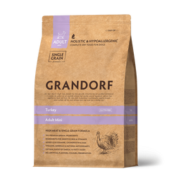 Grandorf DOG Turkey Brown Rice Adult Mini BREED - Грандорф Cухий комплексний корм для дорослих собак дрібних порід з індичкою від 1 року 3 кг (пошкоджена упаковка)