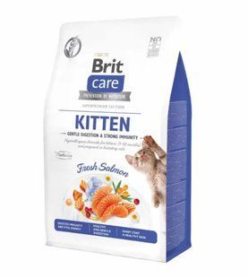 Brit Care Cat Grain Free Kitten Gentle Digestion Strong Immunity - Беззерновий сухий корм для кошенят, вагітних та годуючих кішок з лососем 2 кг